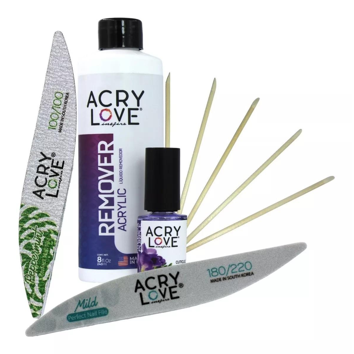 Kit Removedor De Gel Y Acrílico Para Uñas + Regalo. Acry Love