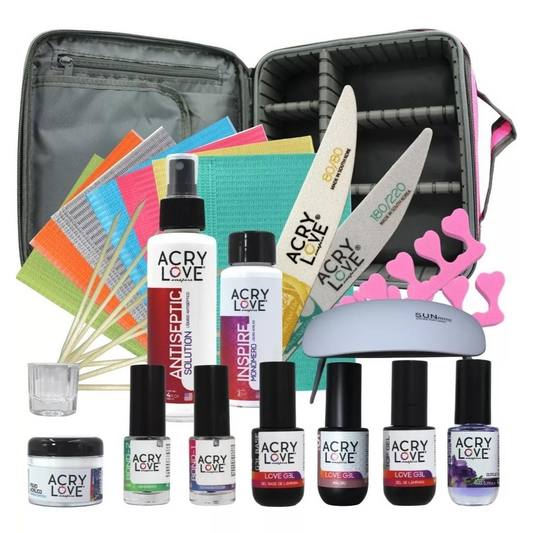 Kit Malibú 17 Pzs. Uñas Acrílicas, Monómero, Limas. Acry Love