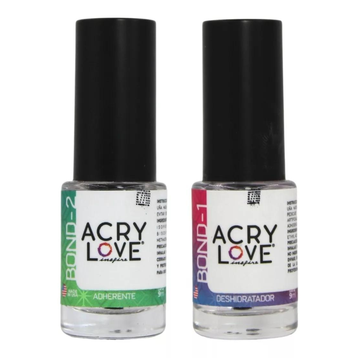 Pack Adherente + Deshidratador, Bond 1 Y 2, 9ml c/u.  Acry Love