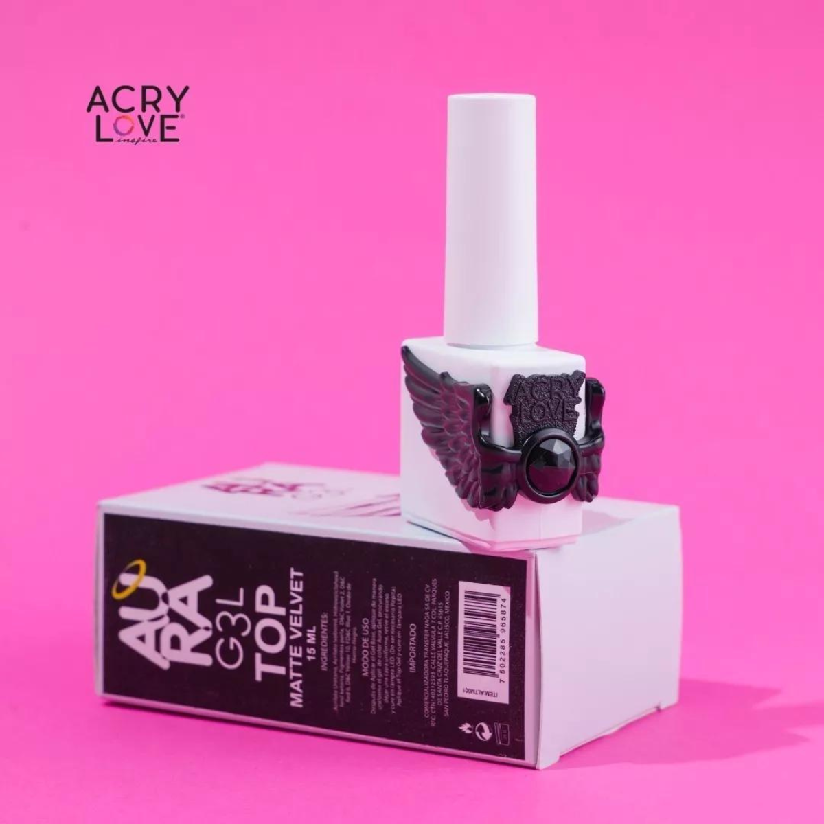 Aura G3l 15ml, Top Gel Matte Velvet Para Uñas. Acry Love