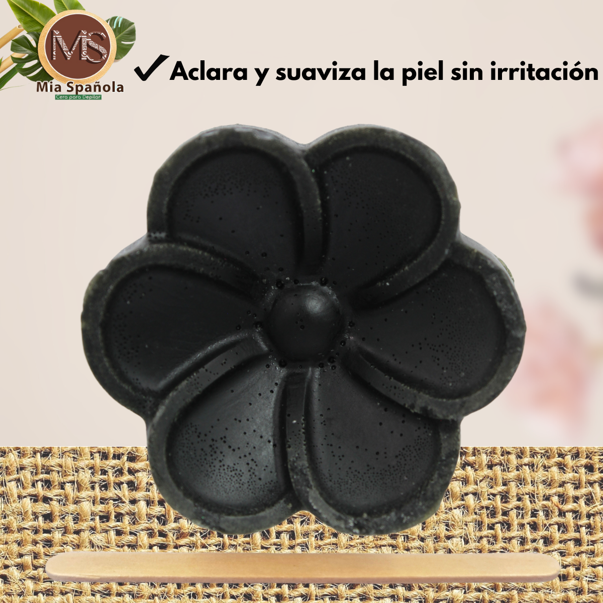 Cera Para Depilar Natural, Carbón Activado 50g. Mia Spañola