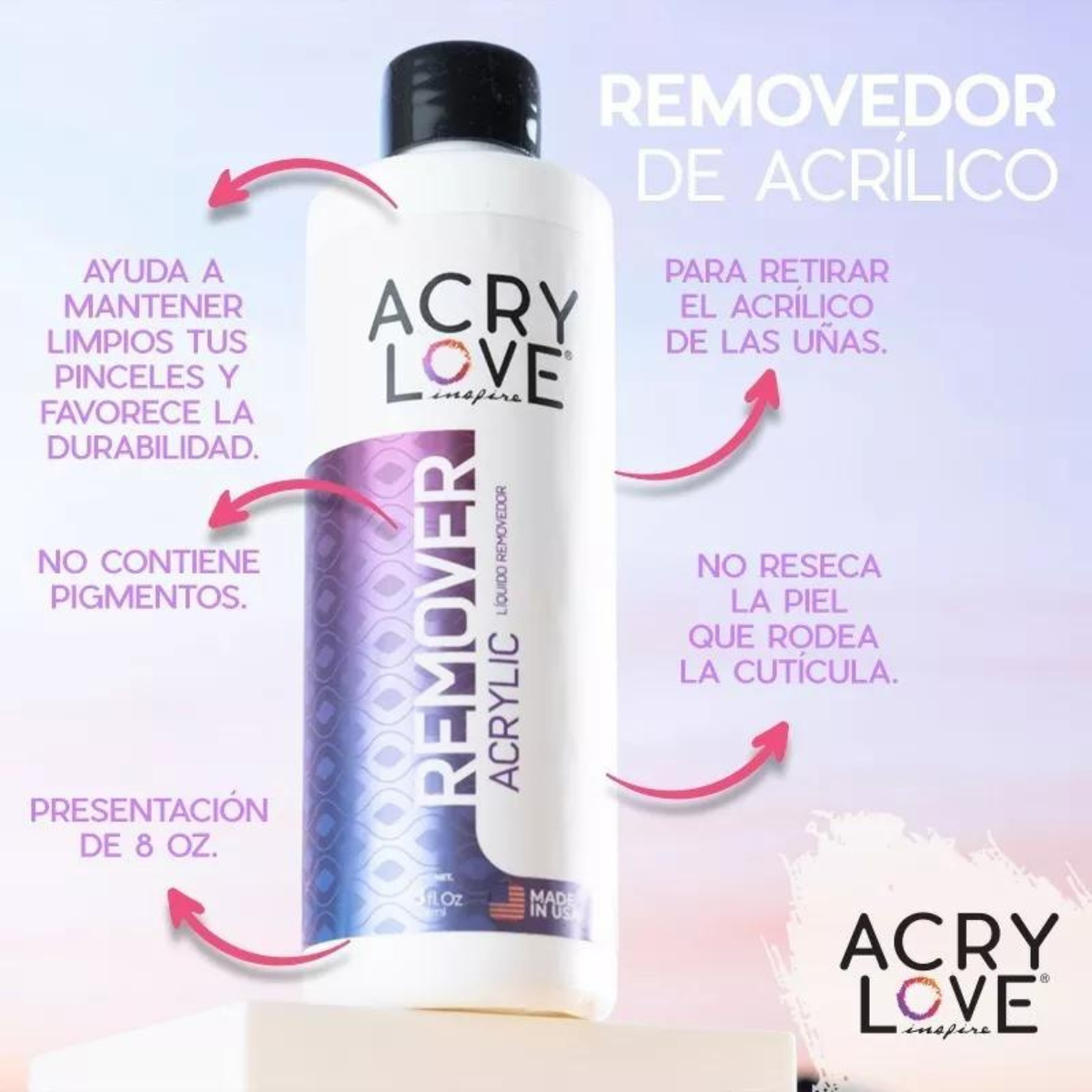 Removedor Acrílico Líquido 8oz. Acry Love