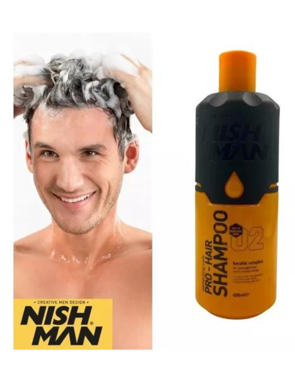 Shampoo Para Hombre, Keratina Sin Parabenos 400ml. Nishman