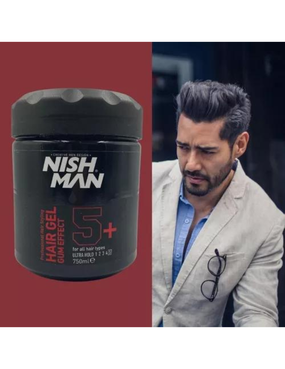 Hair Styling Gel Cabello #5, Extra Fuerte 750ml. Nishman