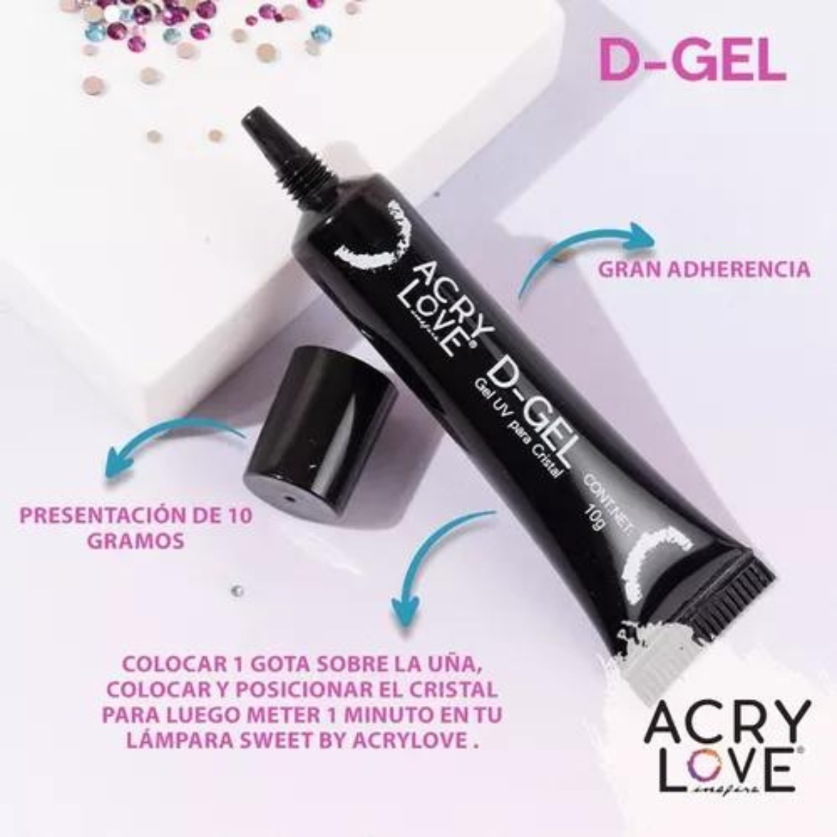 Pegamento, Resina, gel Uv Para Cristales, D-gel 10gr. Acry Love