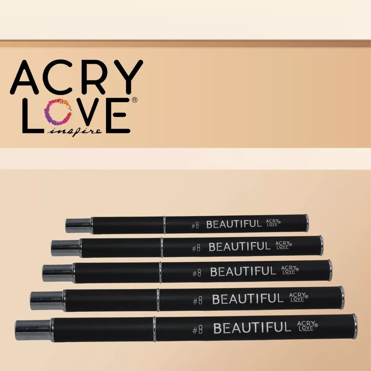 Pincel Beautiful #8 Acrílico. Cerdas 100% Kolinsky. Acry Love