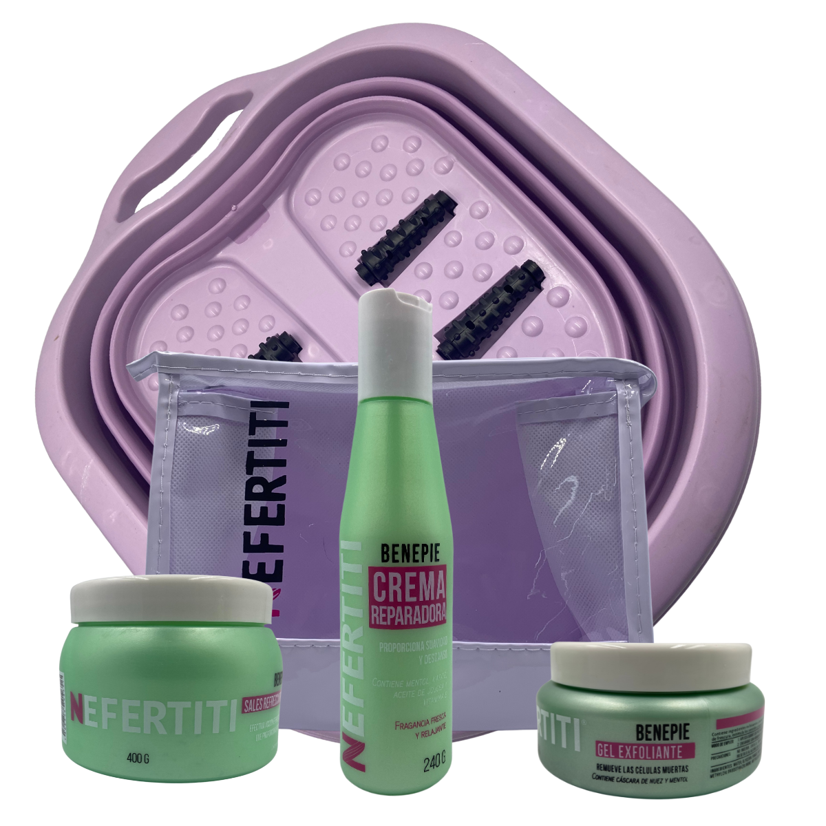 Kit Benepie Neferititi Crema Exfoliante Sales +tina Plegable Lila. Sweet