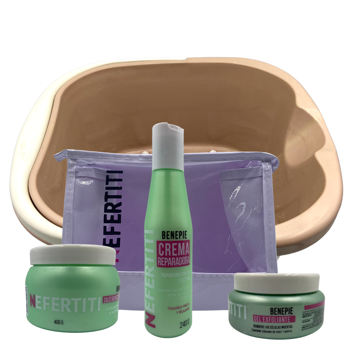 Kit Benepie Neferititi Crema Exfoliante Sales +Tina Rígida Beige. Sweet