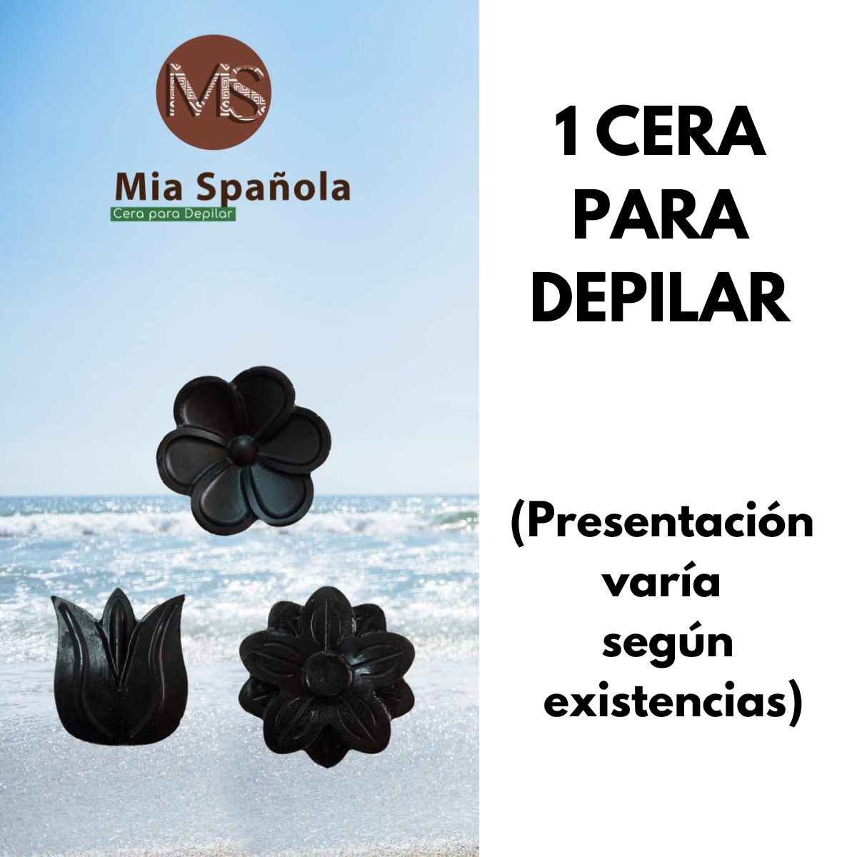 Cera Para Depilar Natural, Carbón Activado 50g. Mia Spañola