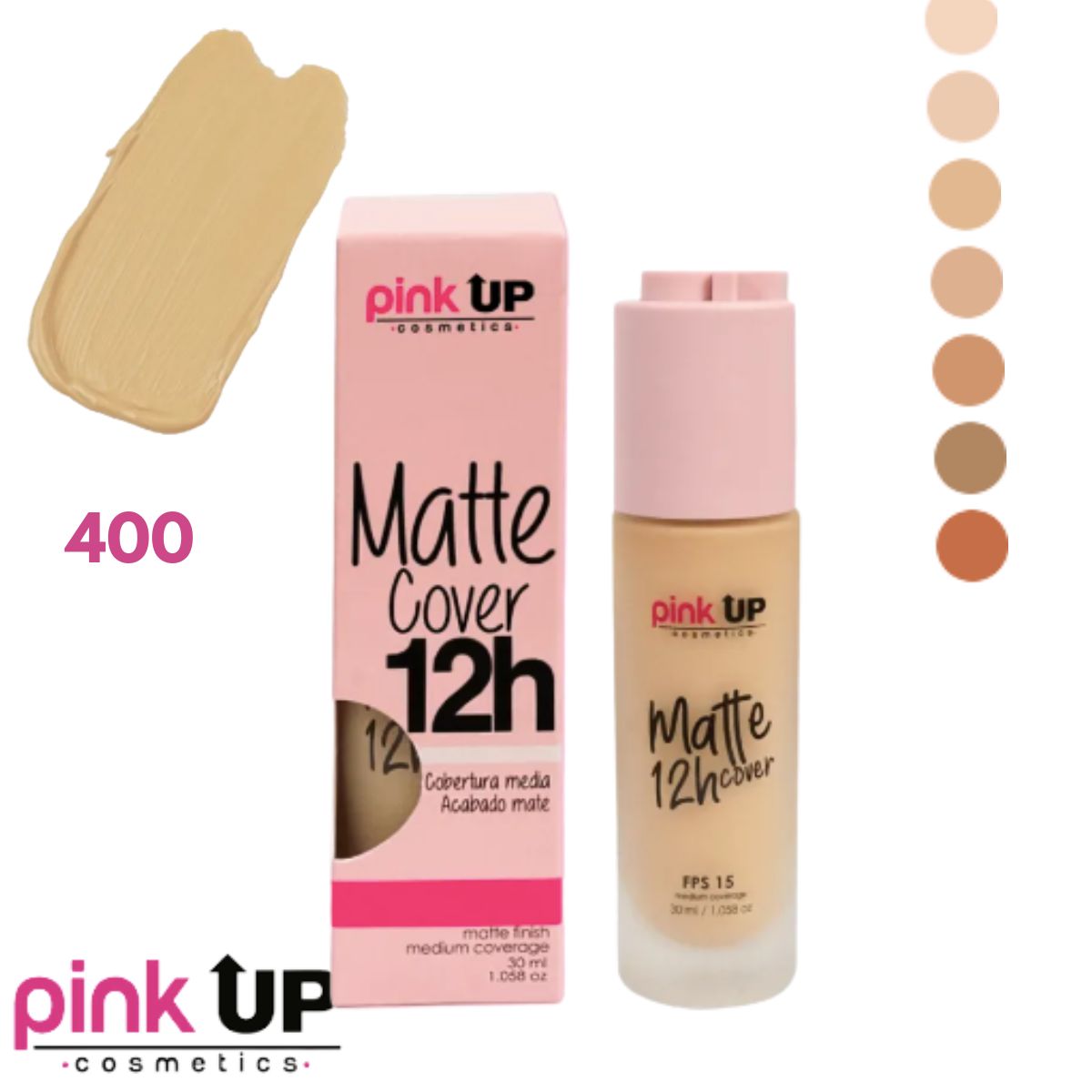 Maquillaje Líquido Mate Pale 400 Matte 12 hrs. Pink Up