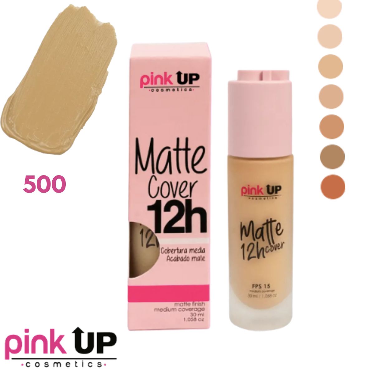 Maquillaje Líquido Mate Pale 500 Matte 12 hrs. Pink Up