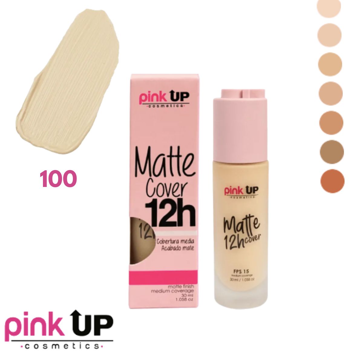 Maquillaje Líquido Mate Pale 100 Matte 12 hrs. Pink Up