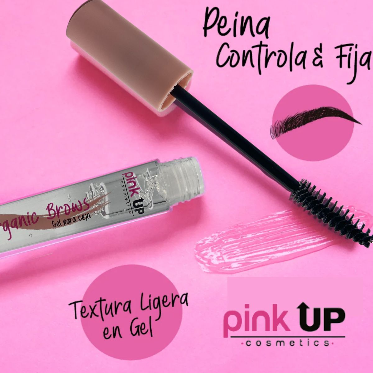 Organic  Brows Gel 0I, Gel Para Cejas Transparente. Pink Up