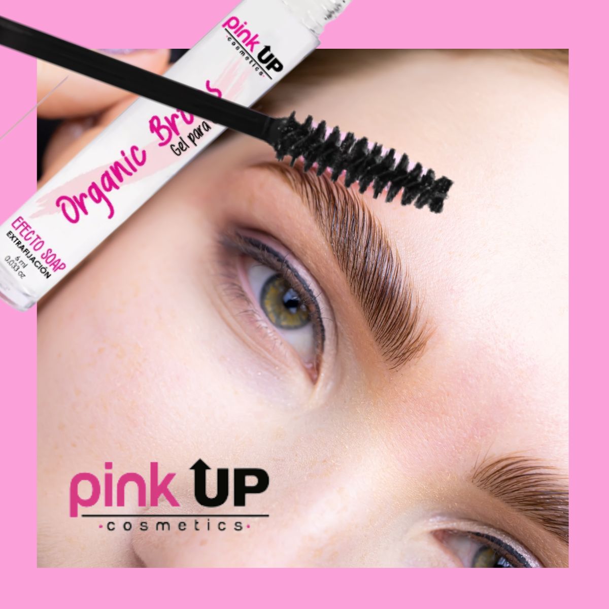 Organic  Brows Gel 0I, Gel Para Cejas Transparente. Pink Up