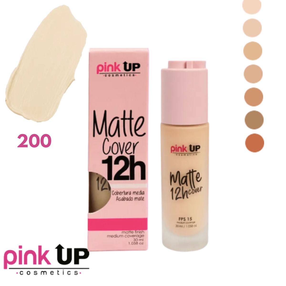 Maquillaje Líquido Mate Pale 200 Matte 12 hrs. Pink Up