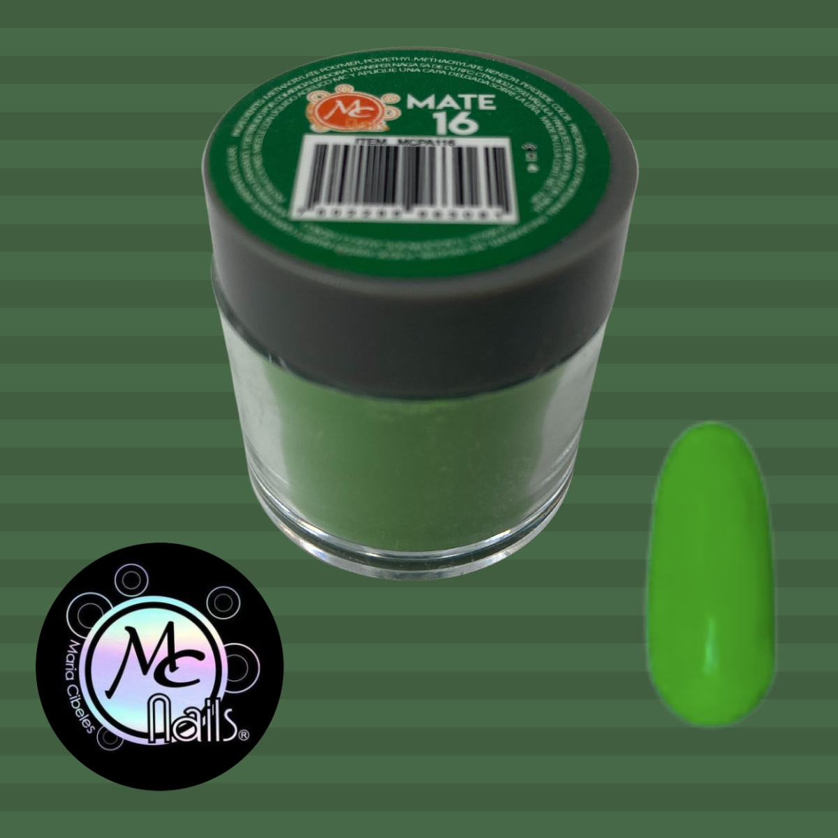 Polvo Acrílico Mate 7grs Emerald #16. Mc Nails