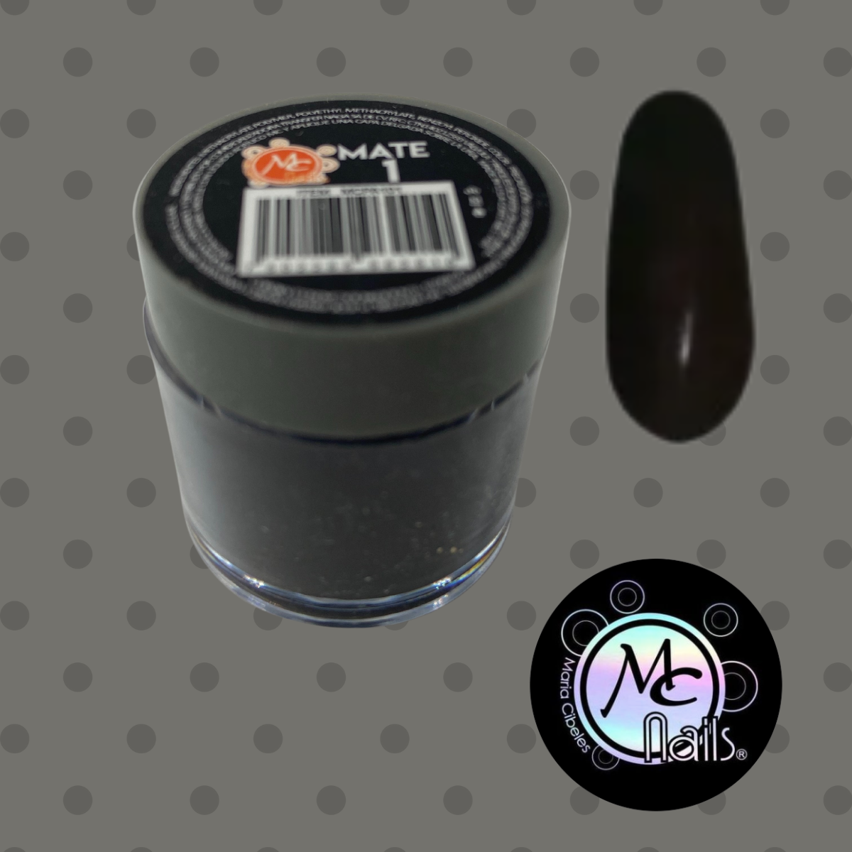 Polvo Acrílico Mate 7grs Darkness #1. Mc Nails