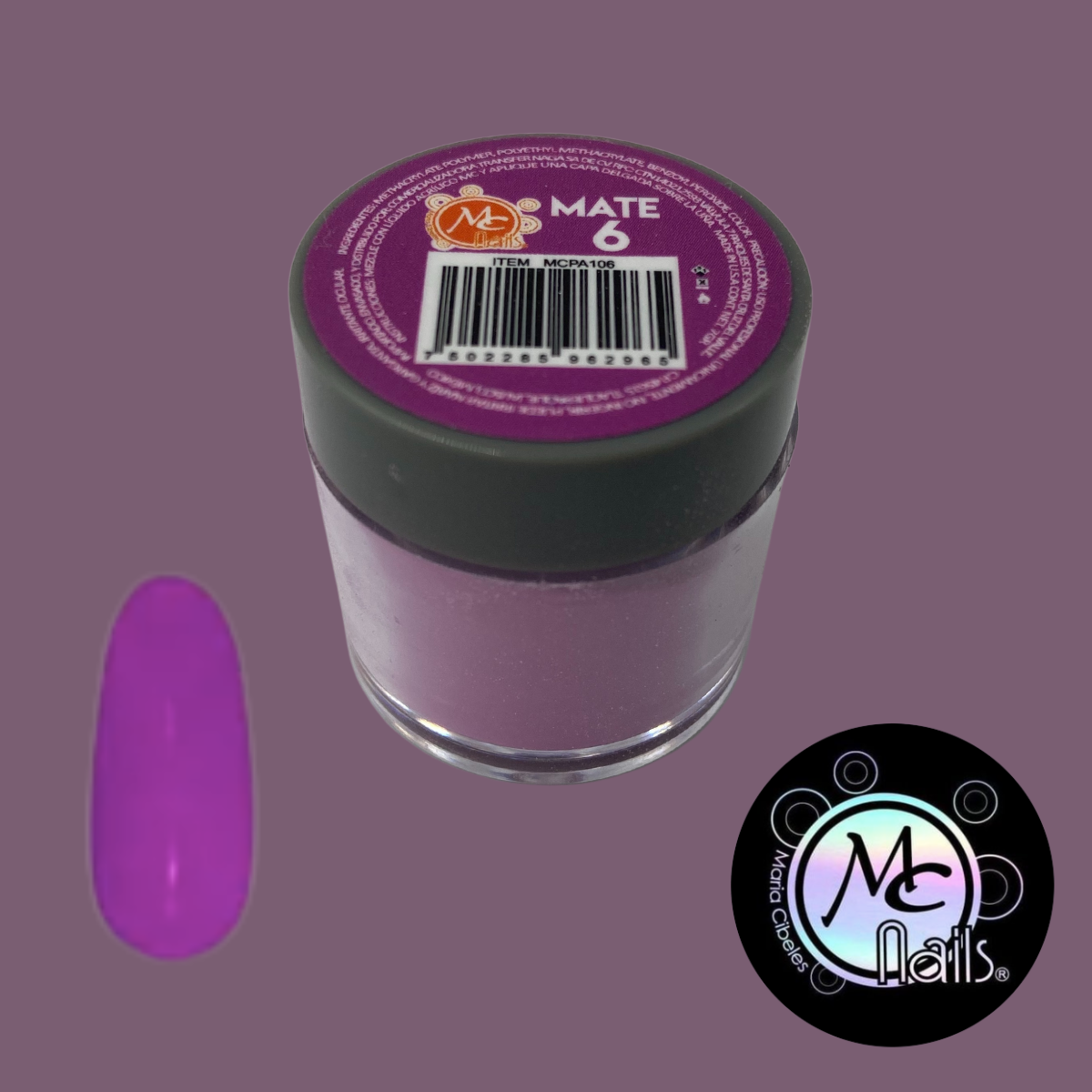 Polvo Acrílico Mate 7grs Purple #6. Mc Nails