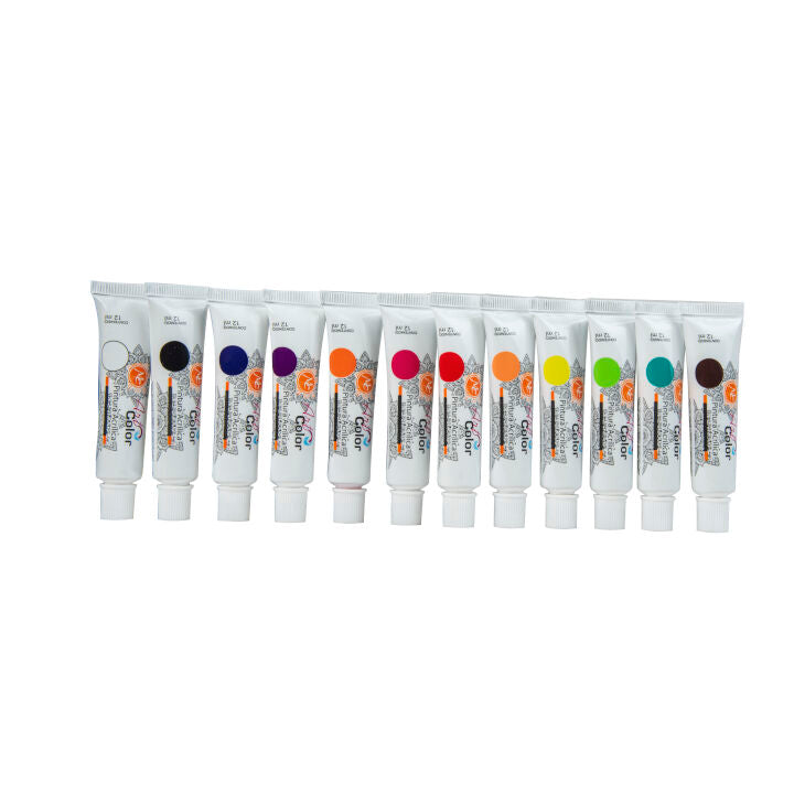 Paquete de pinturas para mano alzada 12 pz de 12 ml c/u. Mc Nails